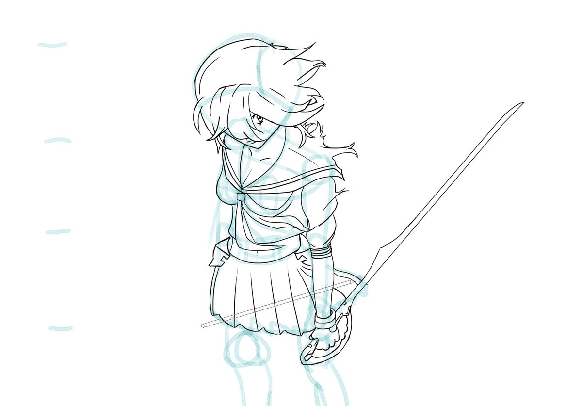 typeclint's tweet photo. WIP of that character from the show with the naked people and the school uniform power suits that's actually about breaking away from societal norms or something

Drawing this using a figure of Ryuko as reference https://t.co/SmDL5r80kh