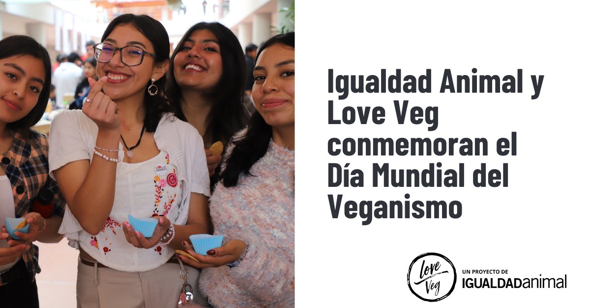 ¡Hoy es el #DíaMundialDelVeganismo!

Este 1 de noviembre celebremos que juntos estamos creando un mundo más compasivo para todos los animales 🐖🐄🐇🐥.

Como parte de esta conmemoración Igualdad Animal México y @loveveg_mx realizaron una serie de jornadas para llevar a la