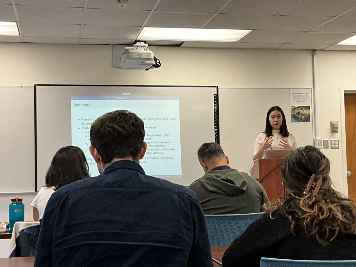 EdHeadington's tweet photo. Well, there I go again: #UCLA graduate student #SiyuLiang serving as a Discussant to Dr. Beckman’s #SoCalPIPE presentation on President Reagan’s potential mental decline in office.
#PoliticalScience #PoliticalEconomy #LosAngeles #PoliticalCommunications .@UCLA .@siyuliang46 https://t.co/nl9PMTJDh0