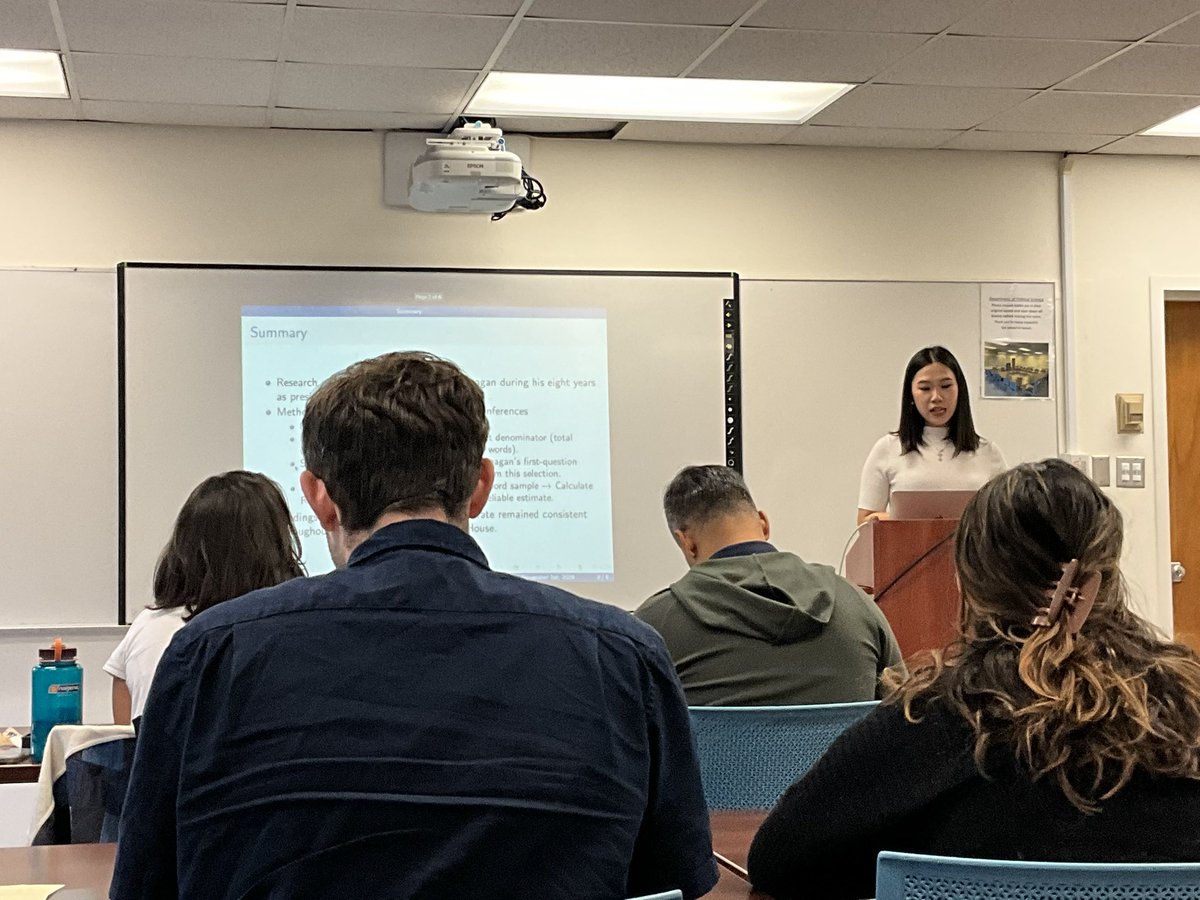 EdHeadington's tweet photo. Well, there I go again: #UCLA graduate student #SiyuLiang serving as a Discussant to Dr. Beckman’s #SoCalPIPE presentation on President Reagan’s potential mental decline in office.
#PoliticalScience #PoliticalEconomy #LosAngeles #PoliticalCommunications .@UCLA .@siyuliang46 https://t.co/nl9PMTJDh0