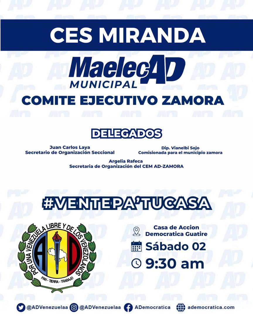 Negal_m's tweet photo. Seguimos caminando Miranda!! Acompáñanos este Sábado a seguir fortaleciendo nuestra maquinaria, para seguir luchando por mejoras en la calidad de vida, en los servicios, en los sueldos; AD comprometido con los cambios que el país reclama! #ventepa’tucasa https://t.co/W6No69XWEs