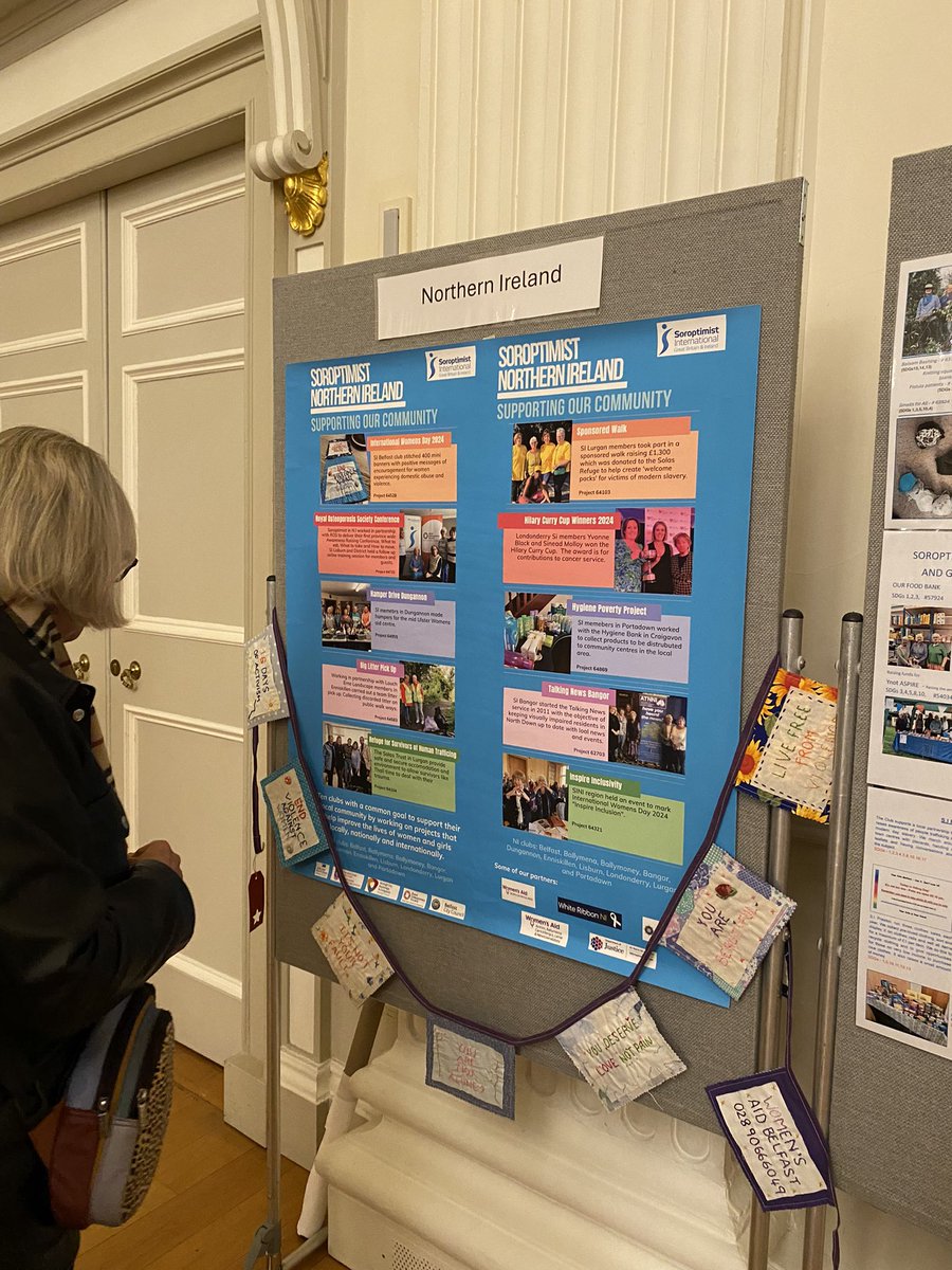 SoroptimistBFS's tweet image. SIGBI Edinburgh 2024 Conference - Northern Ireland poster display. SI Belfast was shortlisted for the Best Practice Award for the preparation of the 16 days of activism to end violence against women banner campaign. #soroptimistedinburgh2024 #soroptimist #sibelfast #sigbi