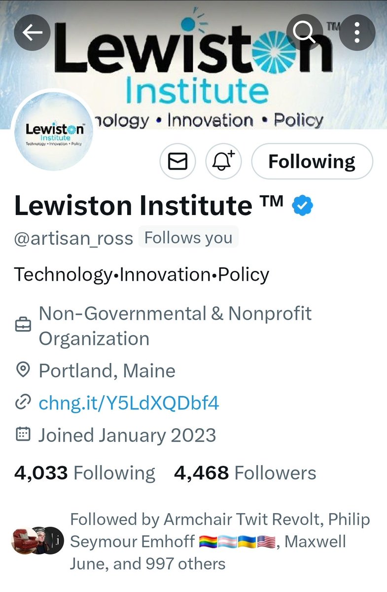 Albert #Fella 💙🌊🇺🇸🇬🇳🌎🇺🇦💙🌊 (@dababa2024) on Twitter photo Lewiston <a href="/artisan_ross/">Lewiston Institute ™</a> is nearing 4.5k followers. If you aren't already following him, consider doing so 🙏. Also, like & retweet as it helps increase visibility of the tweet.
#StrongTogether
#WeAreNotGoingBack
#VoteKamalaHarris2024 #VoteBlueDownBallotInNov24 Lewiston <a href="/artisan_ross/">Lewiston Institute ™</a> is nearing 4.5k followers. If you aren't already following him, consider doing so 🙏. Also, like & retweet as it helps increase visibility of the tweet.
#StrongTogether
#WeAreNotGoingBack
#VoteKamalaHarris2024 #VoteBlueDownBallotInNov24