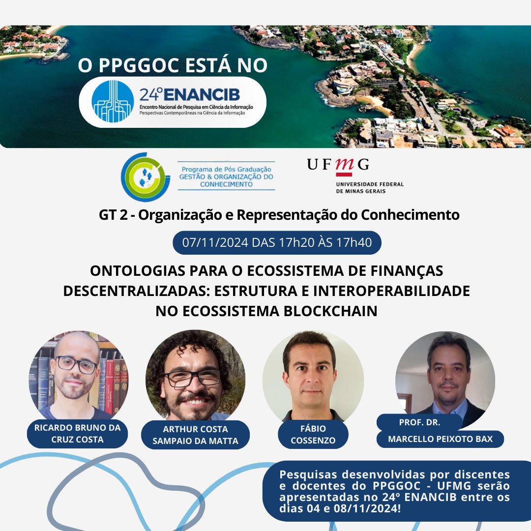 Os docentes e discentes do PPGGOC UFMG estarão no XXIV Encontro Nacional de Pesquisa em Ciência da Informação (ENANCIB), em Vitória-ES (04 e 08 de novembro), apresentando os resultados de suas pesquisas. Site: ancib.org/sites/enancib2…
<a href="/enancib2024/">enancib2024</a>