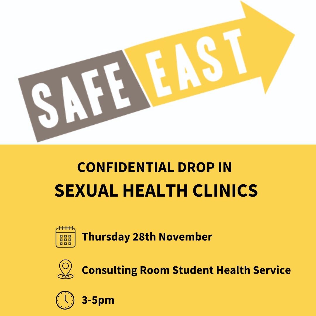 Upcoming Clinics: RESET - Tuesday 26th November at 2pm.  Safe East sexual health clinic - Thursday 28th November at 3pm-  More info visit: qmul.ac.uk/student-health
