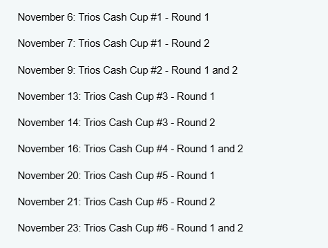 RSkaynex's tweet photo. TRIO CASH CUPS ARE NOW TWICE A WEEK.

ON WEDNESDAYS AND SATURDAYS, HOLY MOLY https://t.co/eP7kzJtZ5E