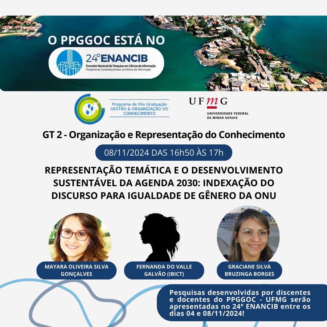Os docentes e discentes do PPGGOC UFMG estarão no XXIV Encontro Nacional de Pesquisa em Ciência da Informação (ENANCIB), em Vitória-ES (04 e 08 de novembro), apresentando os resultados de suas pesquisas. Site: ancib.org/sites/enancib2…
<a href="/enancib2024/">enancib2024</a>