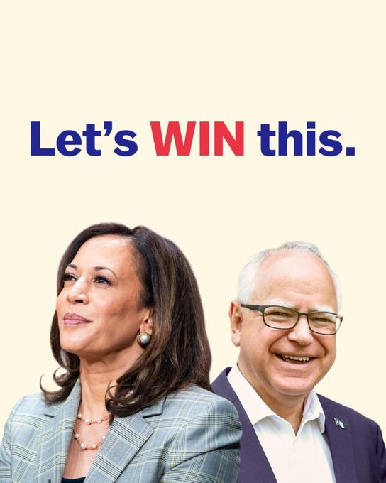 mjfree's tweet image. Who else believes Kamala Harris and Tim Walz are going to win in a landslide like we've never seen before? 🇺🇸