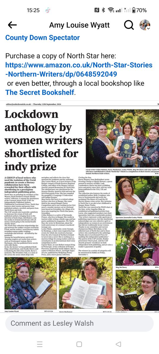 We won! So delighted to have a story in the @WomenAloudNI North Star anthology which tonight scooped <a href="/CarouselAware/">Carousel Aware Prize</a> prize in #Dublin