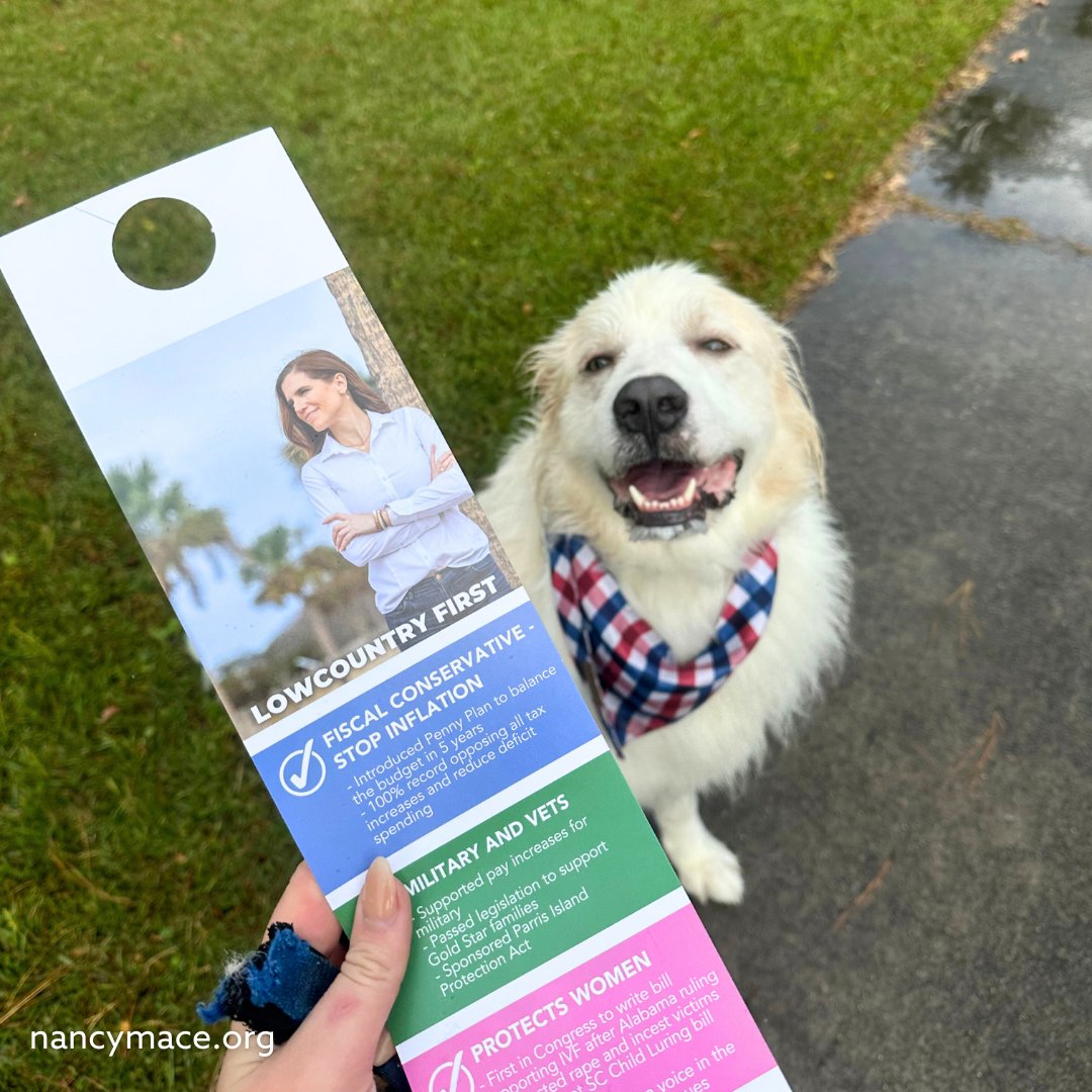 NancyMace's tweet image. There is still time to join Team Mace before Election Day — every paw counts! 

Visit Nancymace.org/get-involved/ if you want to be apart of our final Election Day push.
#LowcountryFirst
