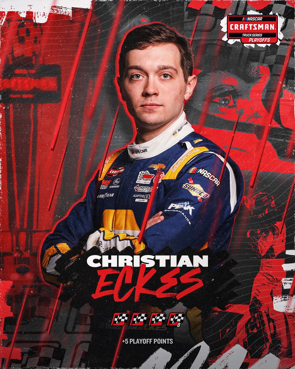 NASCAR_Trucks's tweet photo. Four is the magic number for @christianeckes!
This win sends the No. 19 to the #Championship4! #NASCARPlayoffs https://t.co/JUz40CZmR0
