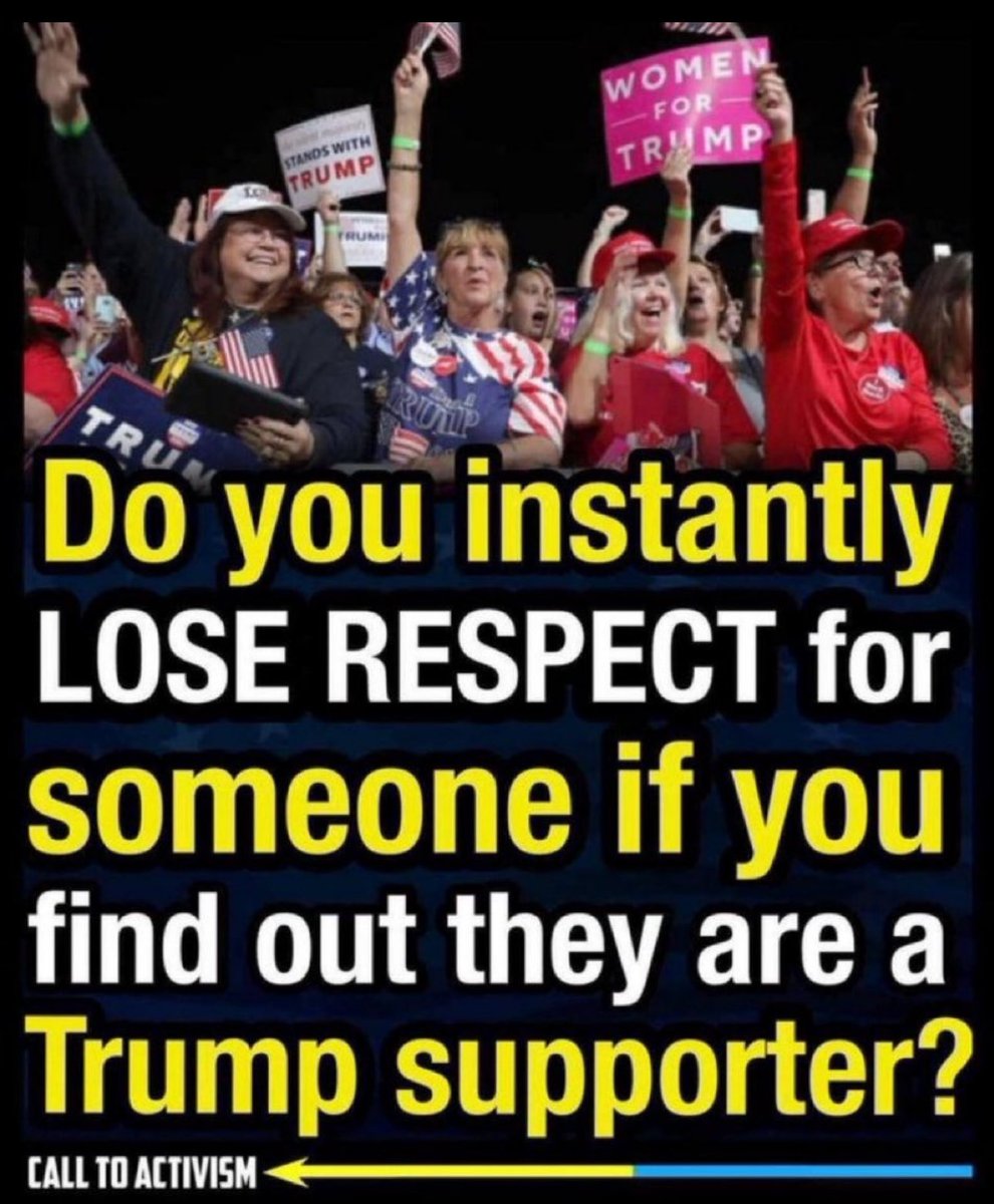 Instantly! What about you? Do you instantly lose respect for Trump supporters? Yes or No?