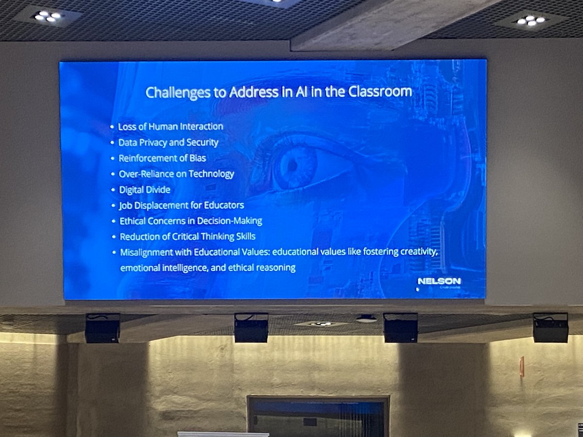 ZeliaMCT's tweet photo. @MindShareLearn @tdsb @jasontries #edtechcan24
Steve Brown> Adapting Education to a Rapidly Changing World
🌱AI revolution is real, it is undeniable but in its infancy
🌱community in education need develop understanding what is AI (generative or clever software)
🌱learning is social &amp; flourished with interaction https://t.co/CuYjd8KgjQ