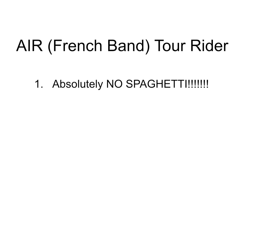 BREAKING: Air (French band)'s tour rider has leaked