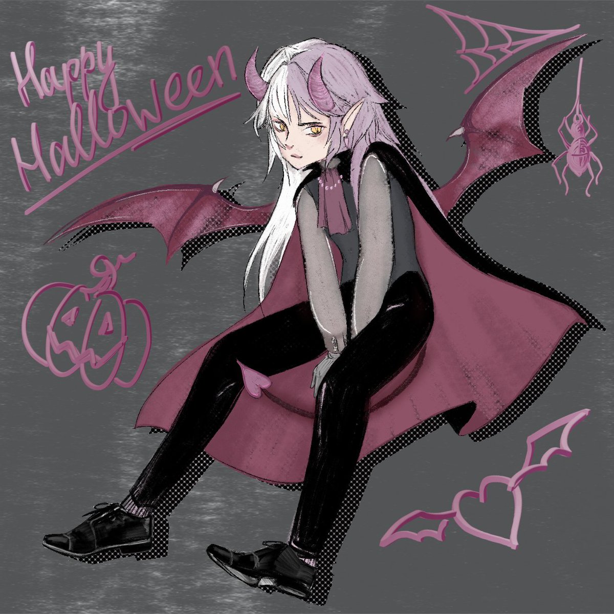 hennexsee's tweet photo. Happy late Halloween 🕸️ finally had some inspiration to draw after a long time #bsd #Halloween https://t.co/r2hlOjZs66