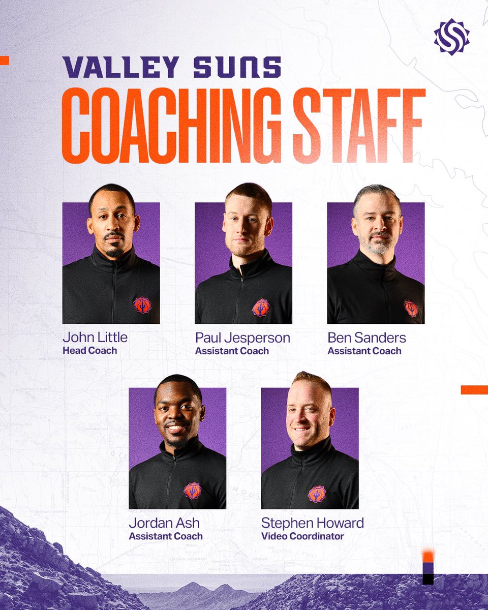 GLeagueSuns's tweet photo. Welcome to the Valley Paul Jesperson, Ben Sanders, Jordan Ash, and Stephen Howard 🏜️ https://t.co/HJPSLN1ENh