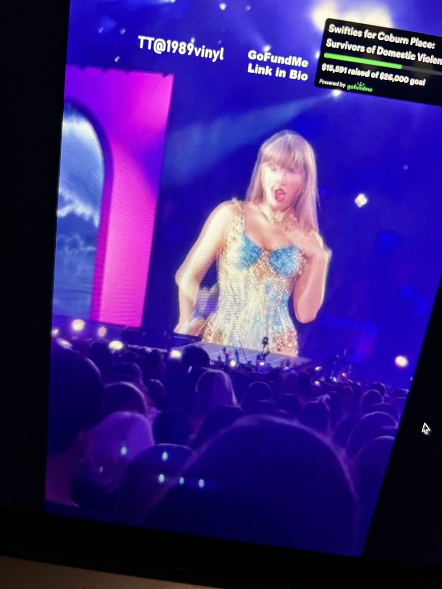 TrissyLulu's tweet photo. Wishing I was at #IndyTSTheErasTour 
I guess a grainy live stream will do @taylornation13 Just so thankful I got the black dog x haunted last week because look at my cute lil black dog https://t.co/JTREtL3qJE