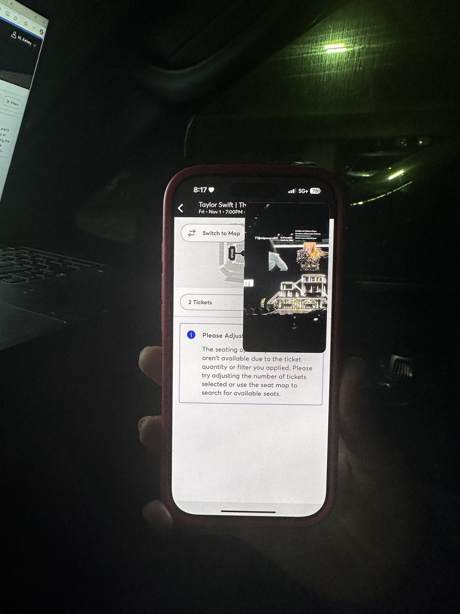 unlostliz's tweet photo. Watching a Taylor livestream while PRAYING 2 more random tickets appear on Ticketmaster lol https://t.co/FBdSntVOZZ