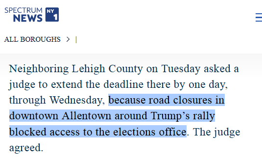 KDbyProxy's tweet photo. NEWS: In a county where registered Democrats outnumber Republicans, judge extended election deadline after finding Donald Trump directly interfered with Pennsylvania voters' access to mail-in ballot applications and early voting.
#Election_interference
https://t.co/HkGSAEYZnE https://t.co/NhAaeZTeF1