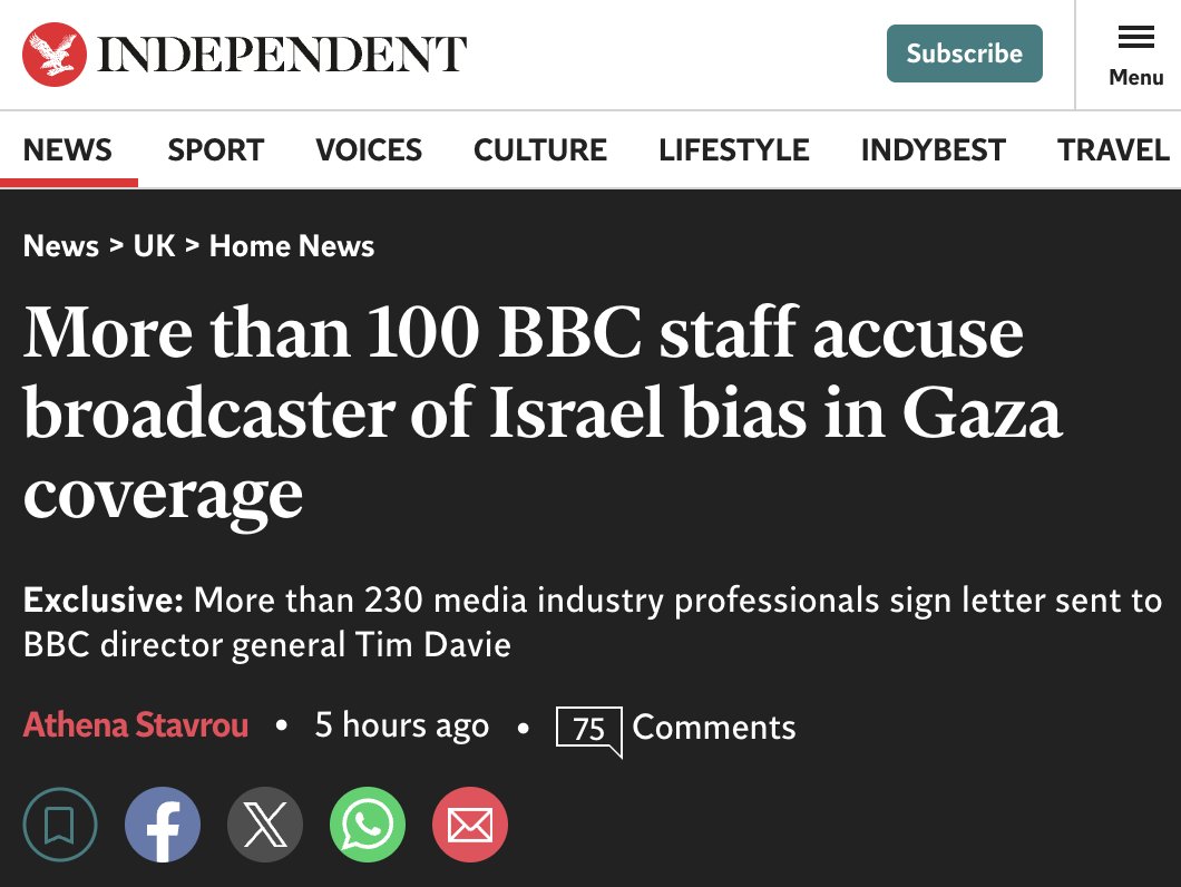 🚨In un evento senza precedenti, 100 giornalisti della BBC e centinaia di collaboratori hanno firmato una lettera accusando l'emittente di favoritismi verso Israele e di non fornire una copertura “equa e accurata” del conflitto in Medio Oriente.