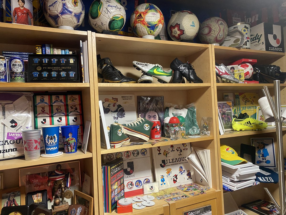 JSoccerMagazine's tweet photo. It’s getting there, but still much to do. Coming soon: 
The @JSoccerMagazine mini museum of @J_League @J_League_En @JFA @JFA @jfa_nadeshiko @WE_League_JP @WE_League_INTL Japanese Football!
(Sponsors / support welcome!!) https://t.co/hKh0VbXOgP