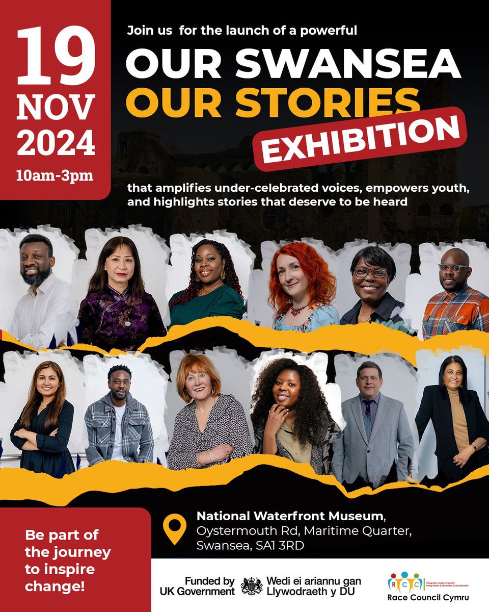 rcccymru's tweet photo. Visit the Mission Gallery to check out the exhibition "Our Swansea- Our Stories, running from 9th to 16th November, 2024. This project, funded by the UK Government, highlights the voices of unsung heroes in Swansea, empowering the youth and sharing stories that deserve to be heard. 

📍Mision Gallery, Gloucester Place, Swansea, SA1 1TY. 
Date: 9th - 16th , November 2024. 

Don't miss it!