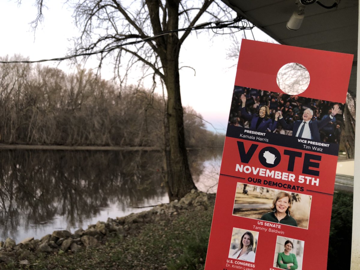 officialjlars's tweet photo. #GOTV by the river! Let’s go win this!

We had so many volunteers join me and Team @kristinforWI. My friend Sam &amp; I got an unregistered voter prepped to cast their ballot on #ElectionDay2024! It’s amazing to see the energy for candidates like Dr. Kristin Lyerly &amp; @EmilyforWI! https://t.co/HIASMj2kUZ