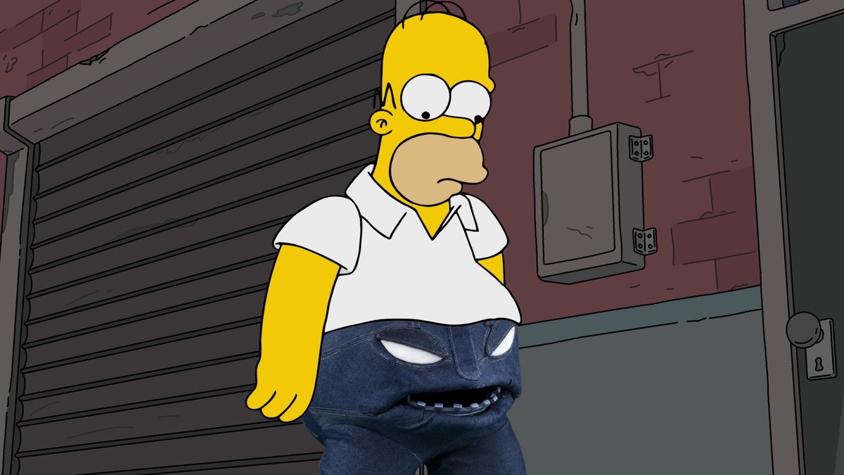 FOX4MS's tweet image. The pants make the man...do what the pants say!  Homer has a close encounter with Denim Tonight on #TheSimpsons #TreehouseofHorror on #FOX4!