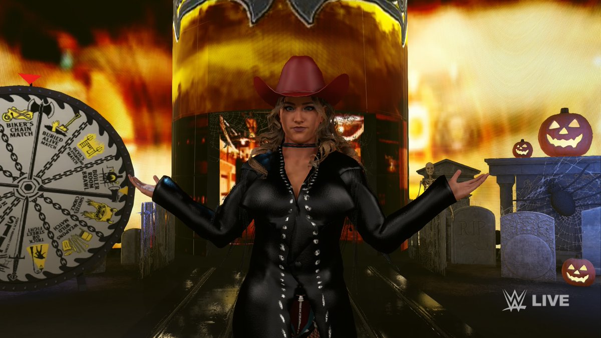 aaronvr40_'s tweet image. FATAL INFLUENCE 🐎
Fallon Henley ( @FallonHenleyWWE ) NXT  Halloween Havoc 2024 attire is now in #WWE2K24 CC !
Hashtags: 
#FallonHenley
#JacyJayne
#FatalInfluence