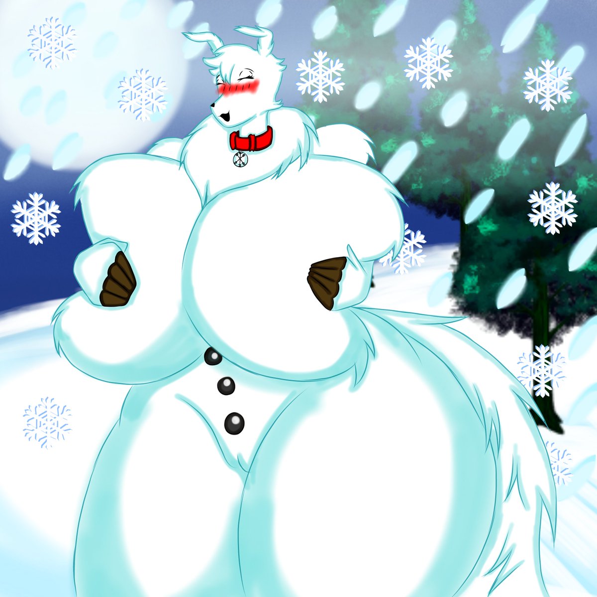 Usagi260749's tweet photo. Looks like Christmas came way too early this year. Well, I've bet my giant soft Cooling snow balls can still breastfeed My thirsty human friends in their cozy warm houses #Japanese #wolfrabbitdog #bigboobs #bigthighs #blushface #redcollar #squeezing #horny #snowytail #snowfurry https://t.co/QYyZt4mBiP