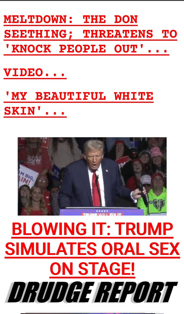 riotwomennn's tweet image. This is how Drudge saw Trump's rally tonight