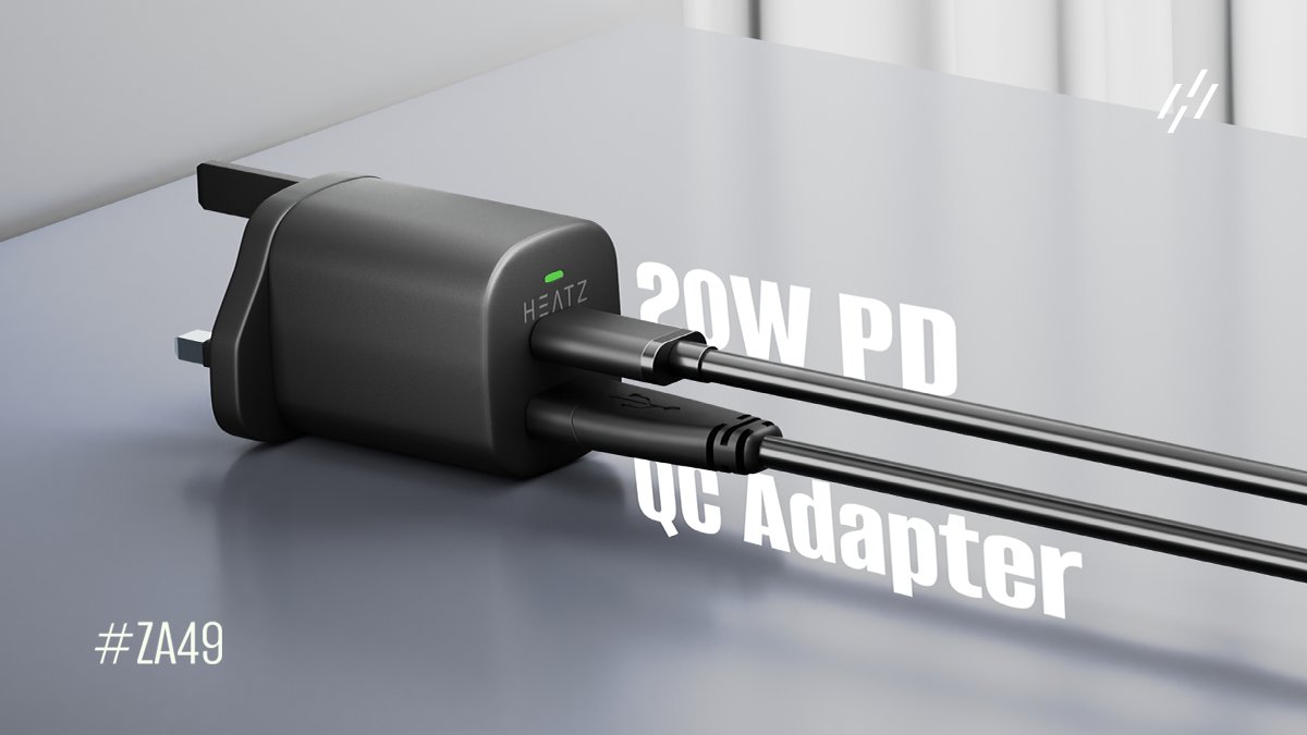 HeatzStore's tweet image. Meet the Heatz ZA49 Charging Adapter! With PD and QC tech, it delivers fast charging—20W for USB-C, 18W for USB-A, and 15W total for multiple devices. Sleek &amp;amp; portable in black, perfect for on-the-go!

Learn More: heatz.store
.
.
#Heatz #ChargingAdapter #FastCharging