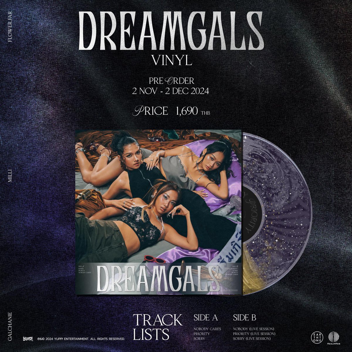 Superb_Records's tweet photo. *Pre-Order “DREAMGALS VINYL”*

- 1LP GLITTER GOLD / CLEAR SPLIT VINYL 
- PHOTOBOOK (1 EA)
- ENVELOPE (1 EA)
- PHOTOCARD (RANDOM 1 OF 4)
- DOOR HANGER (1 EA)
- STICKER (1 EA)

📍แผ่นละ 1,690 บาท  ค่าจัดส่ง 100 บาท

สามารถสั่งซื้อได้ตั้งแต่
วันที่ 2 พฤศจิกายน ถึง 2 ธันวาคม 2024 https://t.co/jwo3JLjuc7
