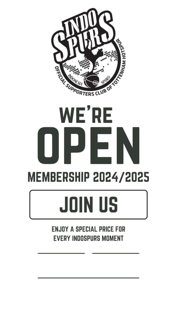 Gassss daftar membership <a href="/IndoSpurs/">Indonesia Spurs</a> yok
Jadilah bagian keluarga besar Supporter Club resmi Tottenham Hotspur di Indonesia #COYS
Klik link ini untuk info lebih lanjut

linkfly.to/61010fmdhv9