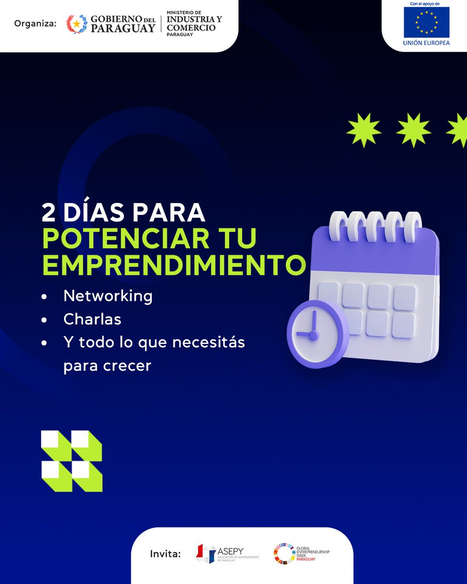 📅 ¡Sólo 2⃣ días para el #EmprendeFest2024!

​➡️​Registrate ya y asegurá tu lugar en este evento que cambiará el panorama emprendedor del país:
passline.com/eventos/empren…

¡Nos vemos pronto!

#Emprendedores #Feria #GEWPY2024

<a href="/MIC_PY/">MIC Paraguay</a> <a href="/UEenParaguay/">UE en Paraguay</a> 
<a href="/SomosASEPY/">ASEPY 🚣 #RemandoJuntos</a> <a href="/GENParaguay/">GEN Paraguay</a>