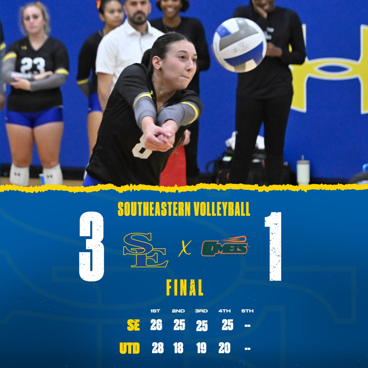 STORM WIN! ✅

🔥 Mills: 22 Kills and 18 Digs
🔥 Williams: 6.0 Total Blocks and 10 Kills
🔥 Forson: 32 Assists and 14 Digs

#GoSoutheastern l #TakeCover
