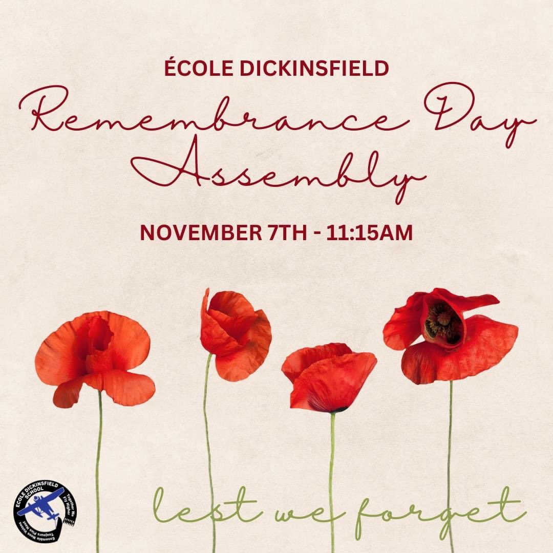 We will be taking time to honour Indigenous Veterans Day (Nov. 8 ) and Remembrance Day (Nov. 11) with a schoolwide assembly, on November 7th at 11:15am in the gymnasium.

Families are welcome to join us for this assembly as well.

Lest we forget.