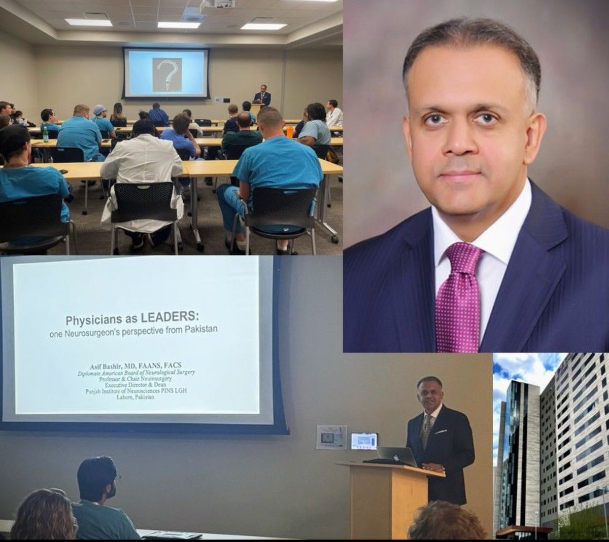 Delighted to have Dr. Asif Bashir at Banner University Medical Center Phoenix as visiting professor, sharing his experience going from neurosurgery practice in New Jersey to his native Pakistan to drive the development of neurosurgery there.