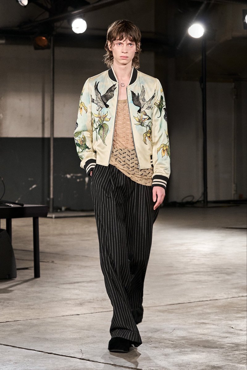 DRIES VAN NOTEN 2023 AW / Look 59 floral bird embroidered bomber