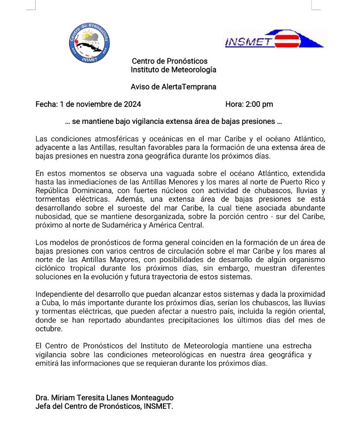 ‼️ Preparados y Alertas ‼️ continúe las informaciones del <a href="/cnp_insmet_cuba/">Centro de Pronósticos, Insmet</a> <a href="/InsmetC/">INSMET Cuba (METEOROLOGÍA)</a> <a href="/citmacuba/">Ministerio de Ciencia, Tecnología y Medio Ambiente</a> <a href="/am/">a</a>