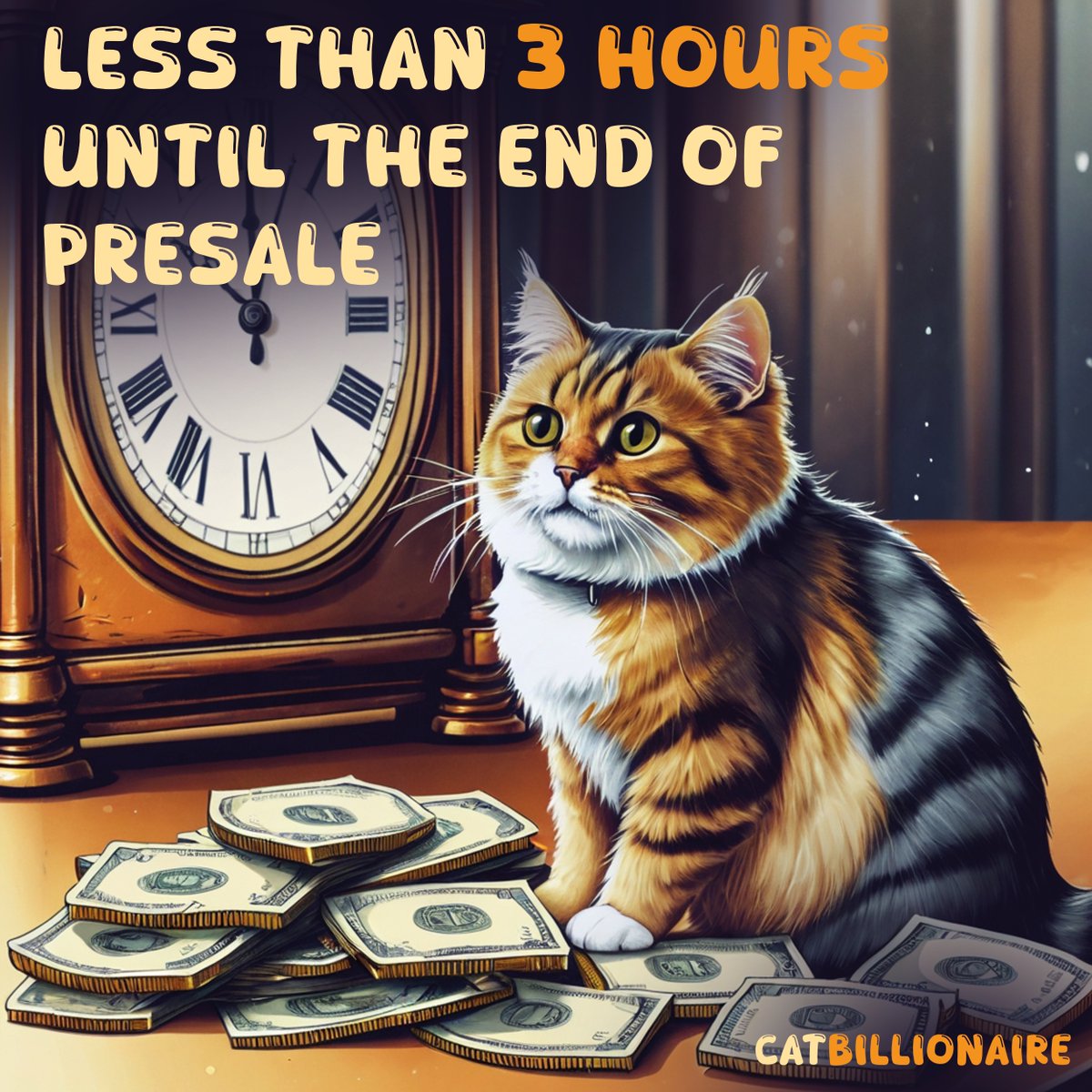 Meow, no need to watch the clock! There are 3 hours left until the end of our presale. Get ready and invite your friends to join before the launch. #meme #defi #presale #pinksale #elonmusk #BNB #Bsc #tokens #CoinGecko #CoinMarketCap