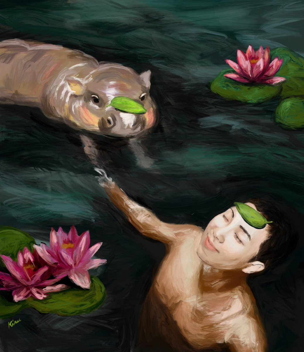artistkiru's tweet photo. Moo and Joon. Everyone needs an emotional support leaf. #rpwp https://t.co/r8RJOovA1F