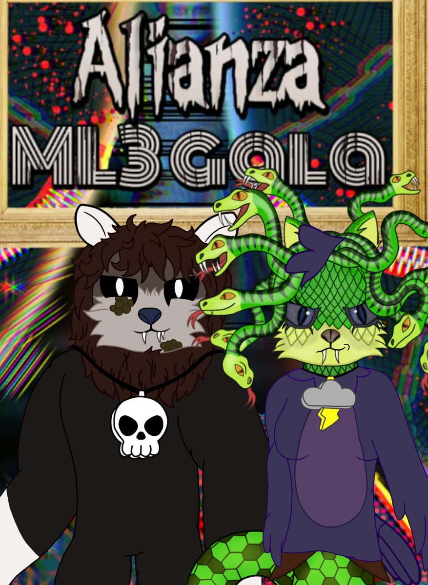 Llegamos al fin algo tarde pero al fin llegamos los dos @mutanLeonBot juntos Qwq jsjsjsjsjs  estoy disfrazada de #Poe #NightmareCritters

#AlianzaML3Gala2024 #AlfombraRoja #ReyesYReinasDeGaLa