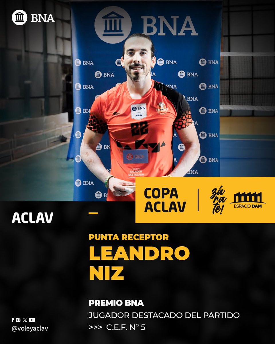VoleyACLAV's tweet image. Premio BNA a los destacados del día 🏆

Bautista Gazaba de Waiwen y Leandro Niz de CEF5 fueron los jugadores premiados del segundo día de la #COPAACLAV ⚡️

¡Felicitaciones jugadores! 👏🏽