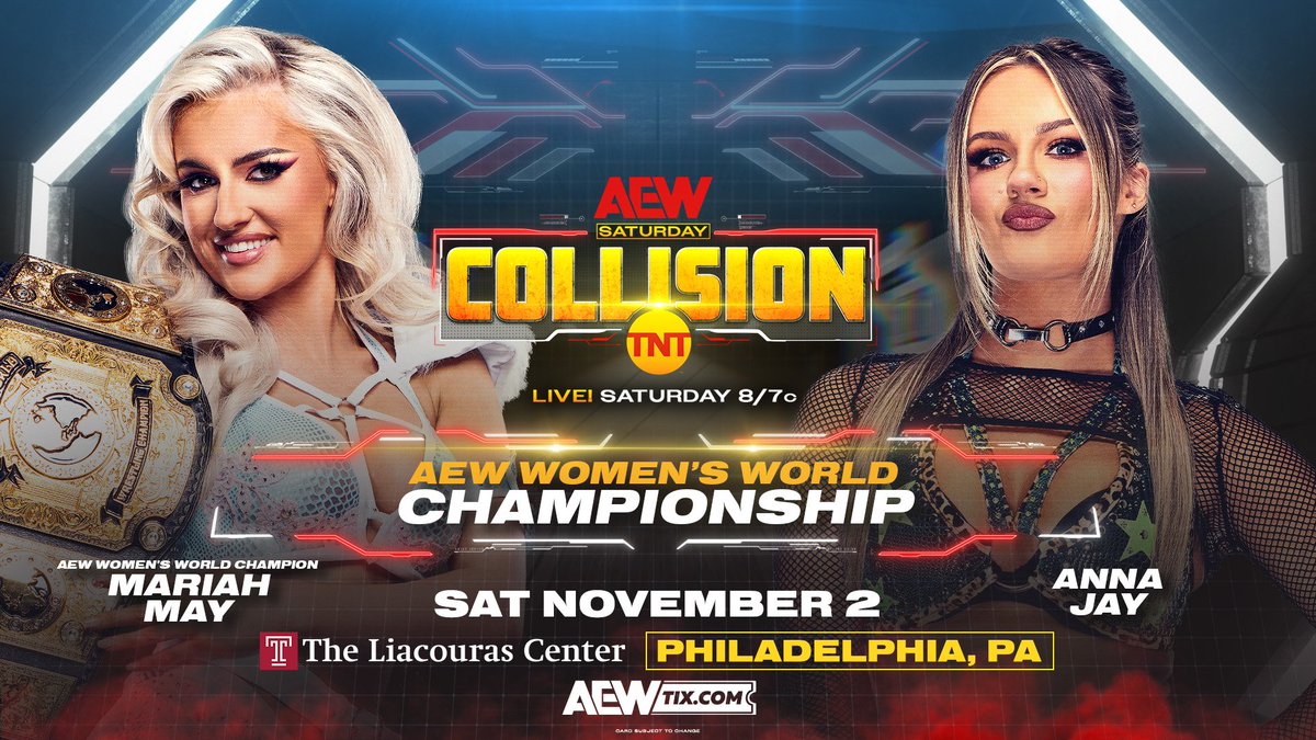 DaveMReports's tweet photo. 2 of the headline matches for @AEW Tomorrow night from #Philadelphia at the Liacouras Center
LIVE on TNT at 8 PM
#AEWPhilly #AEWCollision https://t.co/PRJVJi2bO0