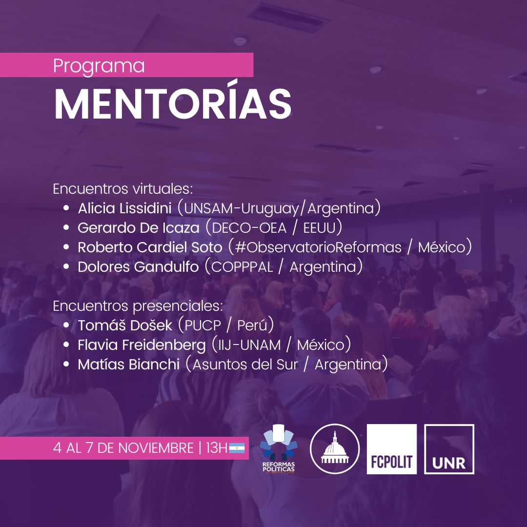 ReformasLATAM's tweet photo. 📢| 🌟Hoy comienza el XVI Congreso Nacional y IX Internacional sobre Democracia organizado por @FCPolitUNR y en el que @ReformasLATAM se suma activamente.

La agenda del #ObservatorioReformas para hoy lunes 4 de noviembre:

✅Sesión presencial del #ProgramaDeMentorías a cargo de @MatiasFBianchi de @AsuntosDelSur.

🕐13:00 horas [Argentina]
📍Aula 206

Conoce más acerca de esta actividad en:
🔗https://t.co/Sszdl45aZ6

El programa completo del Congreso aquí:
🔗https://t.co/0TRh4eeCGh

#SúmatealaConversación
#ConDemocracia2024