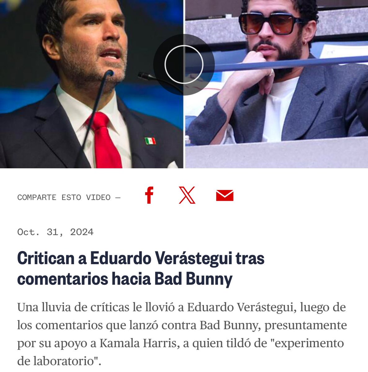 Que me critiquen los que quieran y todo lo que quieran. El contenido de Bad Bunny es porquería, asqueroso, vomitivo, depravado, denigrante y decadente.

Hacer ruido y tratar a las mujeres como objetos sexuales no es arte, es BASURA.