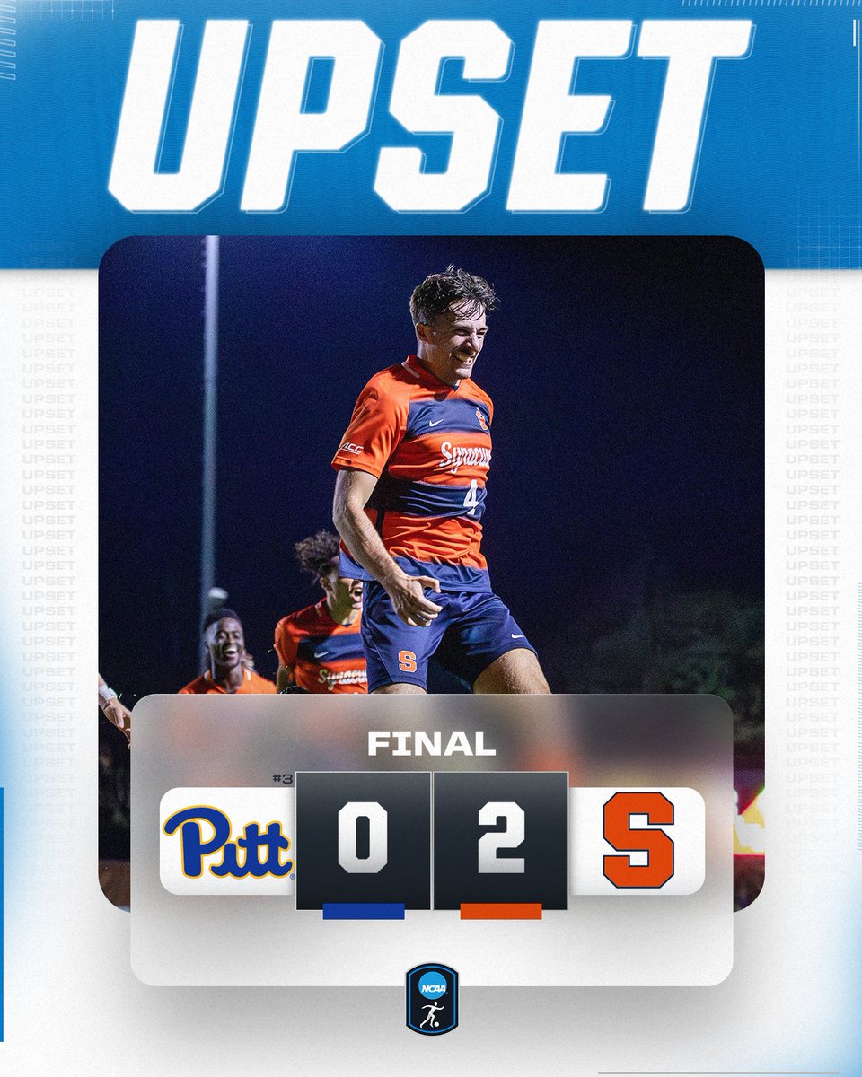 NCAASoccer's tweet photo. SYRACUSE SHINES ON SENIOR NIGHT 🍊

@CuseMSOC defeats No. 3 Pittsburgh, 2-0.

#NCAASoccer https://t.co/FYlTmPI2uC