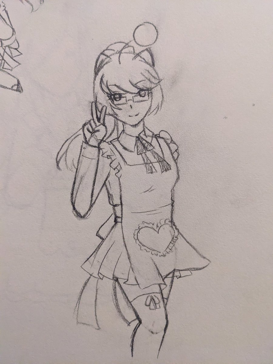 mooglecafe's tweet photo. Sketches for a new Warrior of Light card! My Moogle maid self for the first day of #Mogvember https://t.co/Ej5B6HBjsd