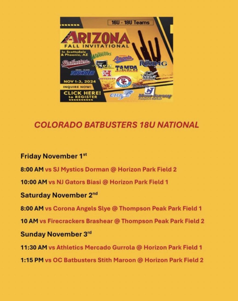 Starting off the season strong! Traveled to AZ this weekend to play some competitive ball. Have two wins on the weekend so far, let’s keep it goin! 
This weekends schedule ⬇️